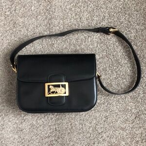 VINTAGE Celine Box Shoulder Bag- Black